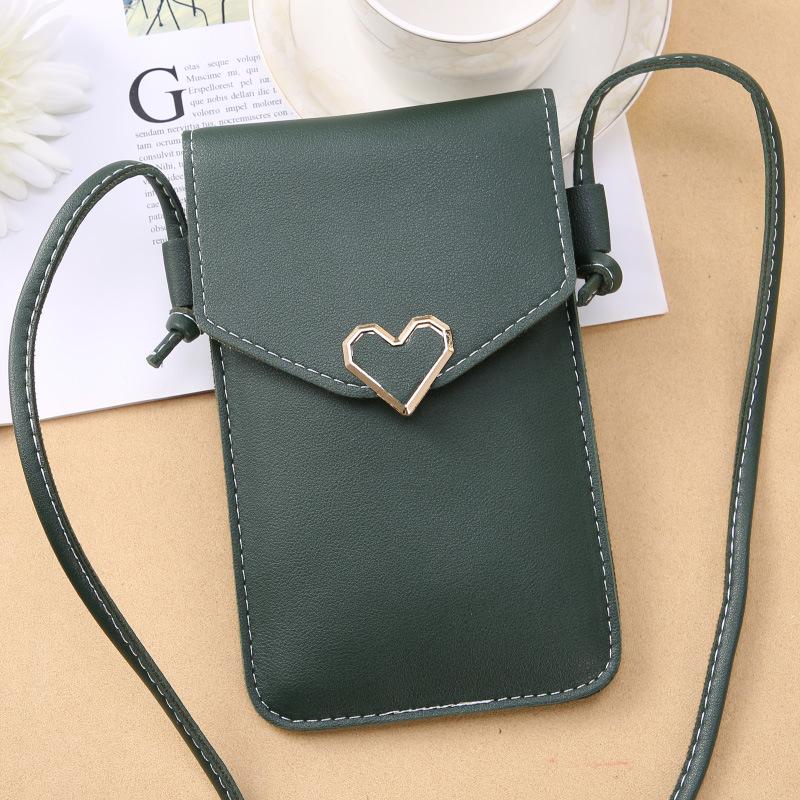 Lock Crossbody Transparent Mobile Phone Wallet Female Solid Color Buckle Small Wallet