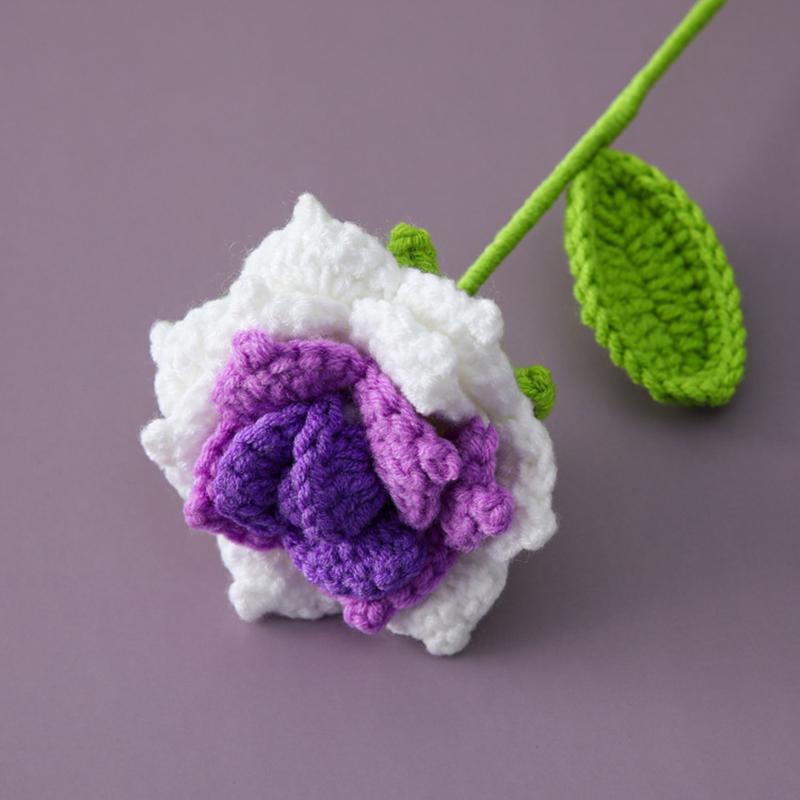 Simulated Crochet Tulips Carnations Red Roses DIY Handmade Flower Bouquets Birthday Gifts Wedding Souvenirs Mother Teacher's Day