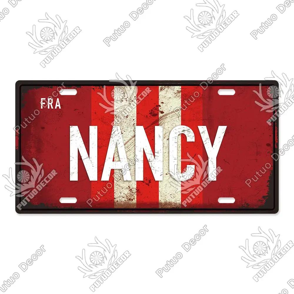 Putuo Decor French City Metal Sign Licenses Plate Plaque Metal Vintage Tin Sign Decor Bar Pub Man Cave Club Decoration