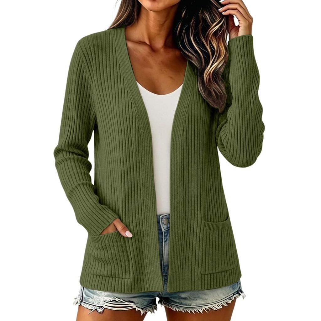 Women's Long Sleeve Casual Loose Fit Knit Cardigan for Everyday Wear