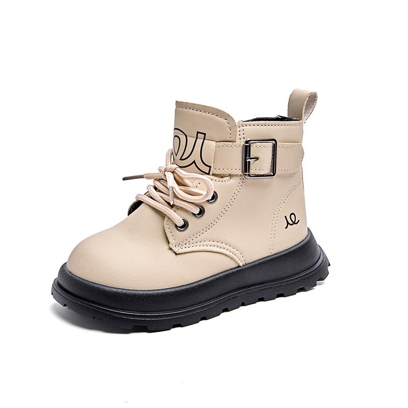 Kids Leather Boots Soft Sole Handsome Children Short Boots Non-slip 2025 Autumn Winter New Boys Girls Ankle Boots Side Zipper