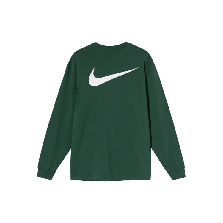Stussy X Nike Printed Round Neck Long Sleeve T-Shirt Unisex Tops Green DD3345-341
