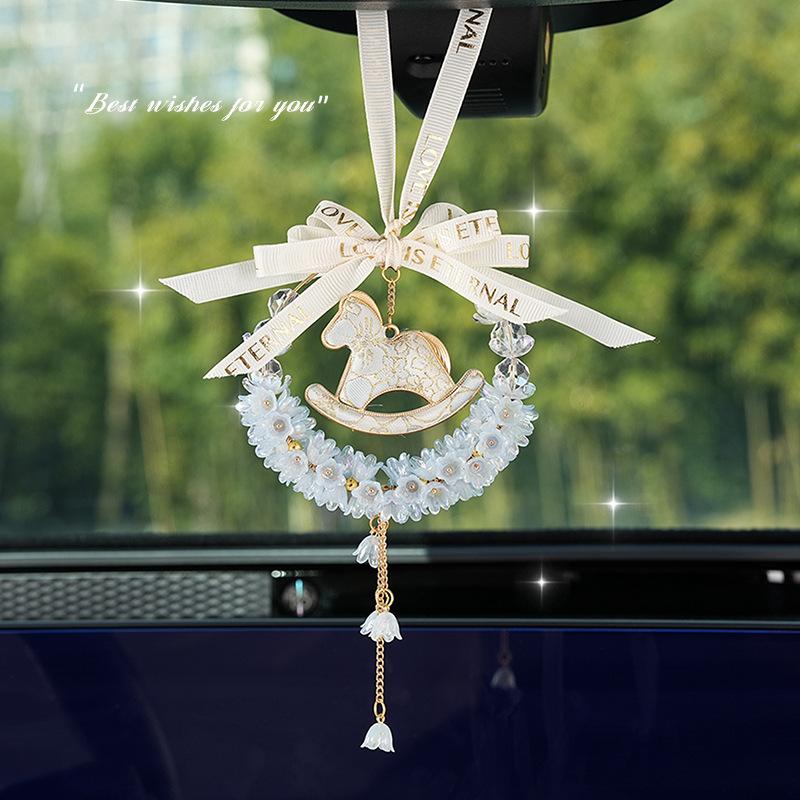 Car pendant new rearview mirror decorative car hanging creative lily of the valley pony car pendant pendant