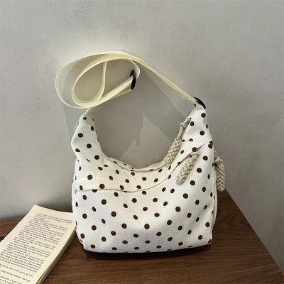 Koreanische Gepunktete Hobo Crossbody Tasche Neue Lässige Reißverschlusstasche Stilvolle Vielseitige Umhängetasche Mehrere Taschen Pendlertasche
