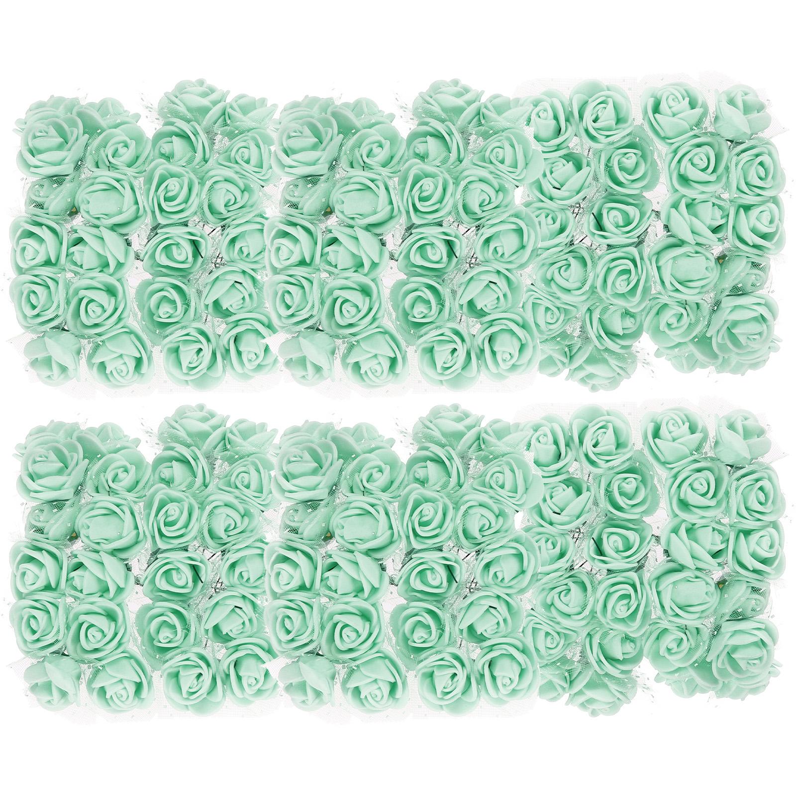 

Искусственные головки роз, мини-искусственные цветы 0,8 дюйма - 1 дюйм для DIY-поделок, свадебного и праздничного украшения, упаковка 144 шт. светло-зеленый