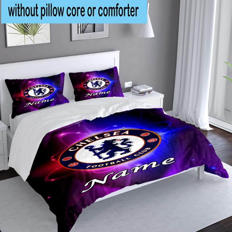 3PCS Custom Name Chelsea Crest Artwork Bedding Set, Including 1pc Duvet Cover And 2pcs Pillowcases, Suitable for dorms and bedrooms Gift