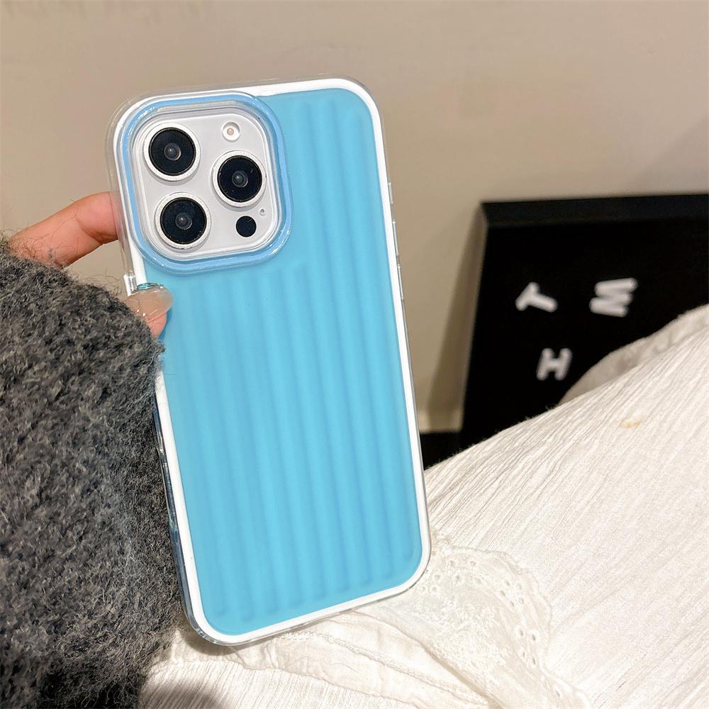 

Shockproof Cover 3 In 1 Candy Color Corrugated Vertical Stripe Phone Cases For Iphone 16 15 14 13 12 11 Pro Max Hard For iPhone 11 синій
