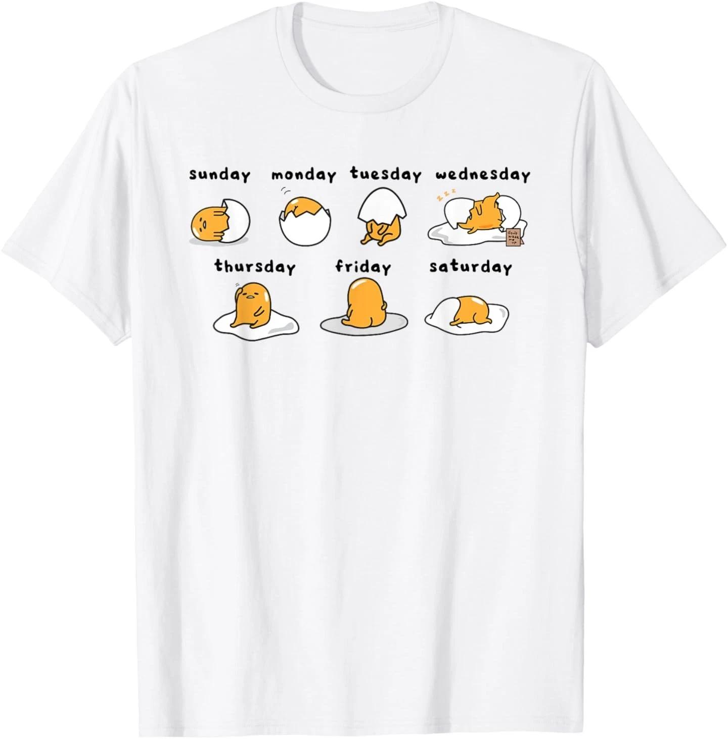 

Gudetama Days of the Week T-Shirt mens womens tops 100% cotton tee XL