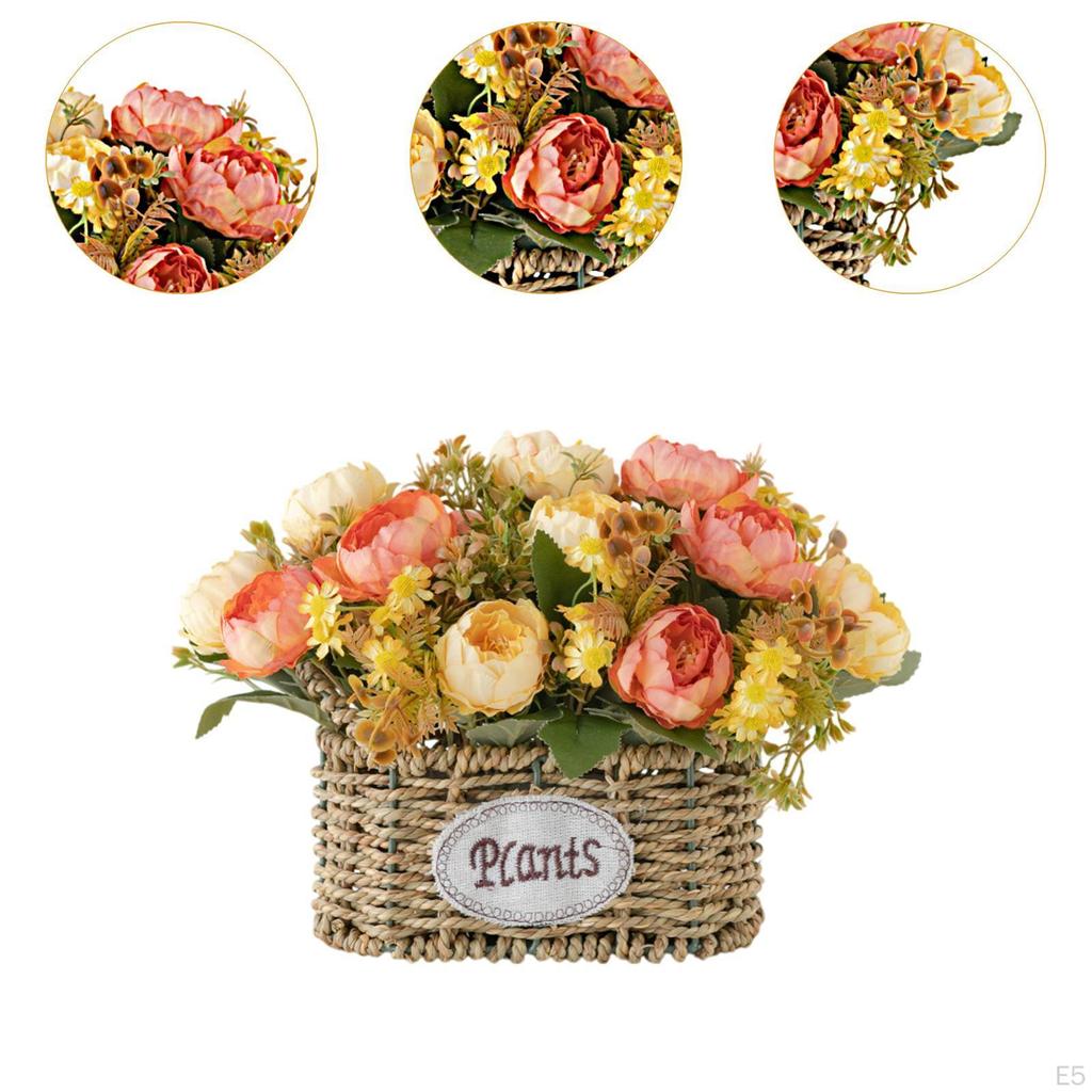 Artificial Floral Arrangement in Basket for Home And Event Decoration, Centerpiece Office