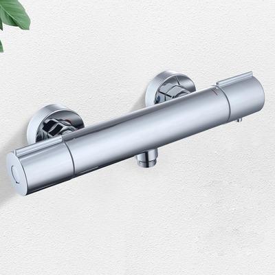 Shower Faucet with Thermostat - Cleaning Mixed Battery Shower with 38°C Safety Button, Chrome Mixed Battery Shower, Thermostat Faucet Stainless Steel
