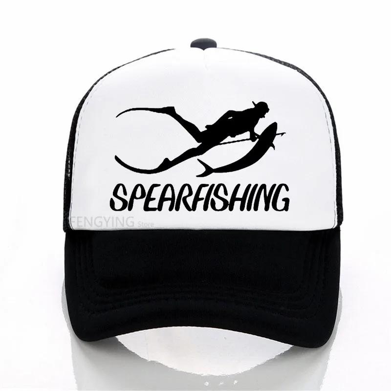 Spearfishing Print baseball cap Casual Cotton hiphop mesh cap summer sports trucker hat