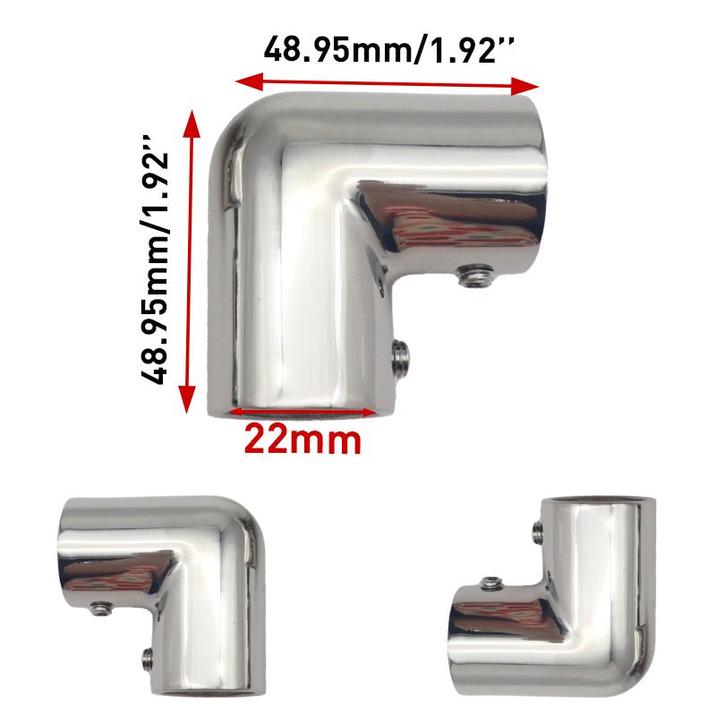4PCS 2 Way Boat Hand Rail Fitting 22MM/25mm/30mm/32mm Stainless Steel 90 Degree Elbow Pipe Connector for Marine Yacht Boat Accessories