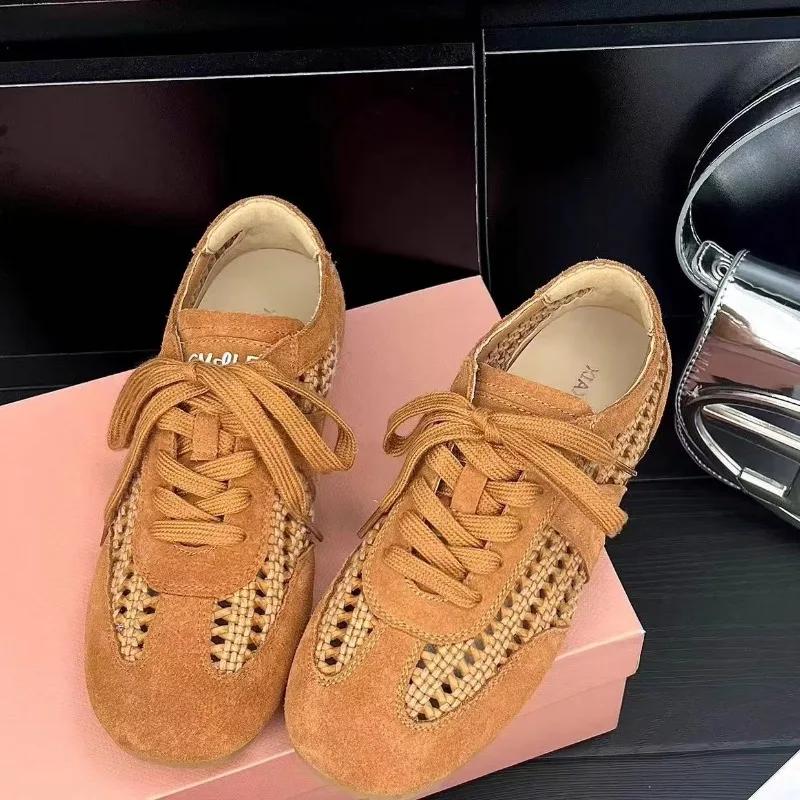 Fashion 2025 New Ladies Shoes Lace-up Women's Vulcanize Shoes Fashion Hollow Out Casual Light Comfortable Best Seller Versatile Sneakers