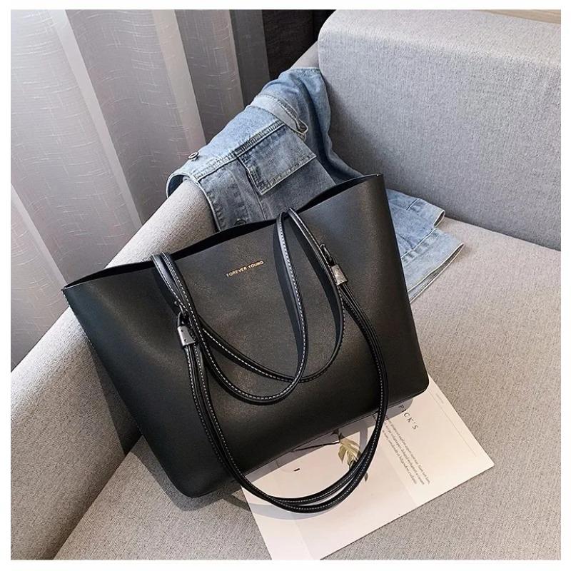 Large Capacity PU Leather Tote Bag for Women Luxury Lady Handbags with Purse Pocket Big Messenger Bag