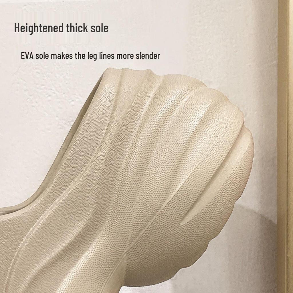 Women's 8cm Height-Boosting EVA Slippers, Thick-Sole for Indoor/Outdoor, Breathable Summer Bathroom Use
