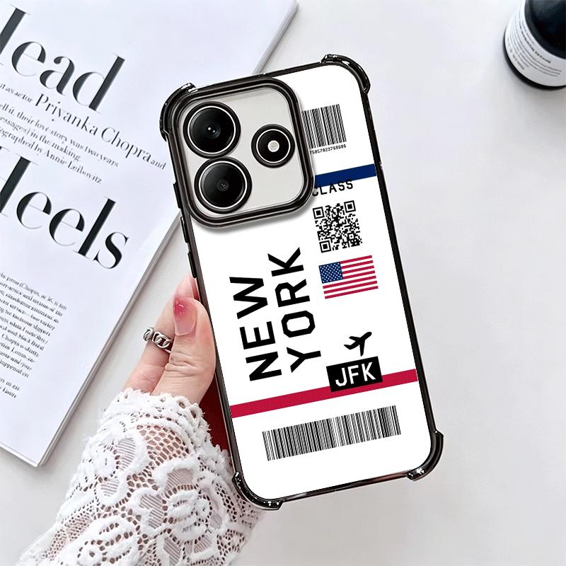 Travel Air Ticket Label Soft Phone Case For Xiaomi Redmi Note 14 15 Pro Plus 13 12 11S 11T 5G 10 9S 9 Plating Anti-Fall Fundas