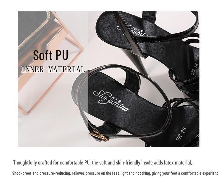 Summer Stiletto Cross-Strap Roman Sandals, 15cm Platform High Heels for Women