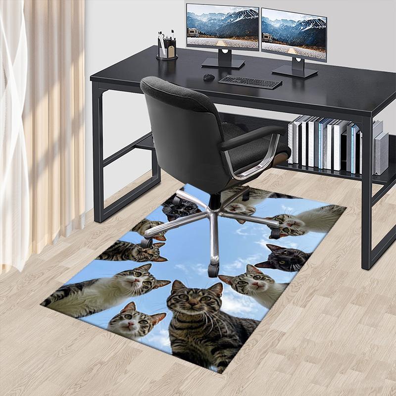 1pc Anime Cat Chair Mat - Cute Cartoon Design Office Rug, Non-Slip Carpet for Desk Chairs, Perfect Gift for Cat Lovers, Suitable for Home and Office U 60cm by 90cm