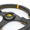 13" Universelles Rennlenkrad, Flachboden, OMP/DIY, Echtes Leder