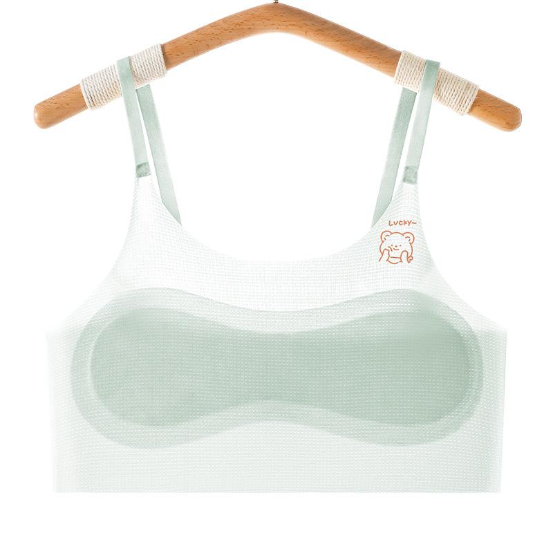 Teen Girls Youth Puberty Breathable Seamless Thin Ice Silk Camisole Bralette