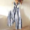 Wide Leg Overalls For Women Casual Loose Sleeveless Jumpsuits Retro Print Metal Button Long Pant Romper Jumpsuit With Pockets