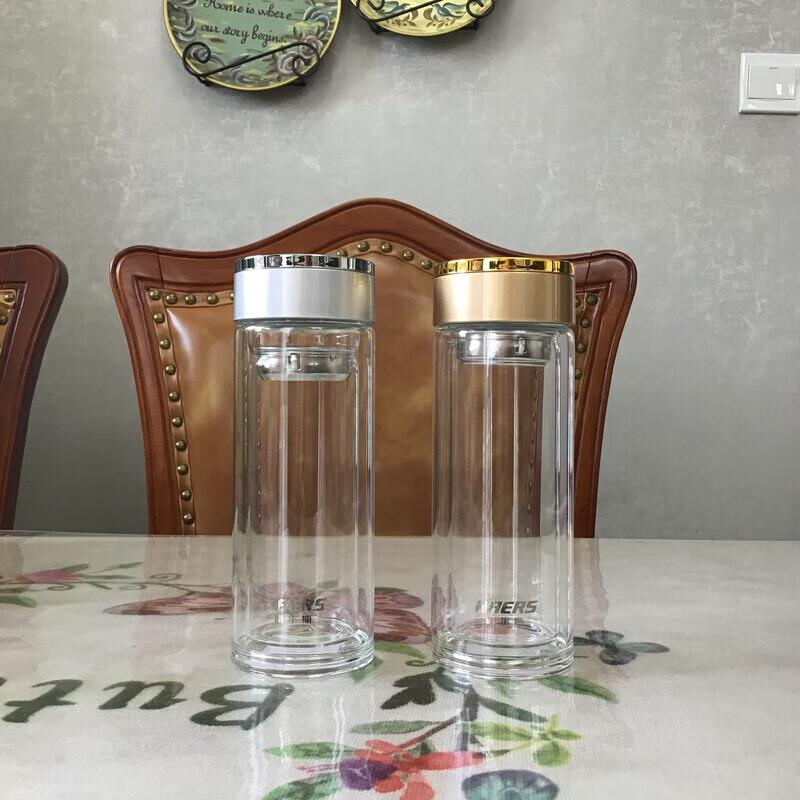 HAERS Crystal Double-Layer Glass Cup with Filter (300ml)