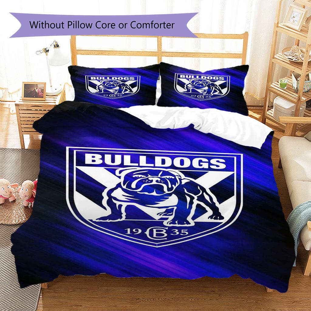 Canterbury Bulldogs Pattern Bedding Set Quilt Cover Pillowcase Home Decor Gift (1 * Duvet Cover + 2 * Pillowcase, Without Core)