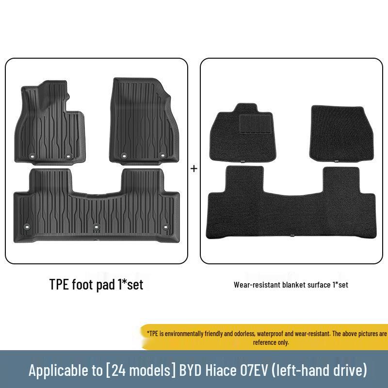 Eco-Friendly TPE Car Mats for BYD Hiace '07 - Full Set: Trunk & Backrest Mats