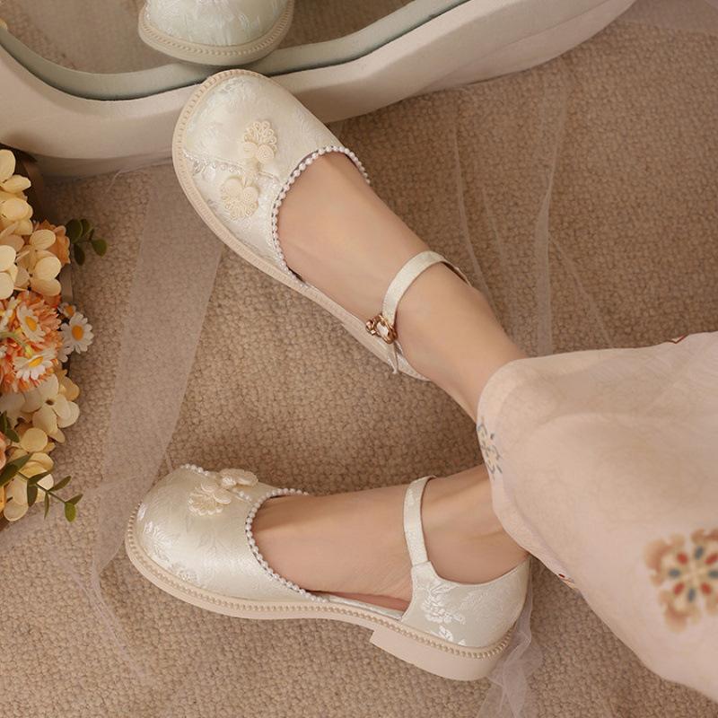 New children's sandals rubber soft sole little girl classmate pink summer buckle student shoes girls hanfu shoes