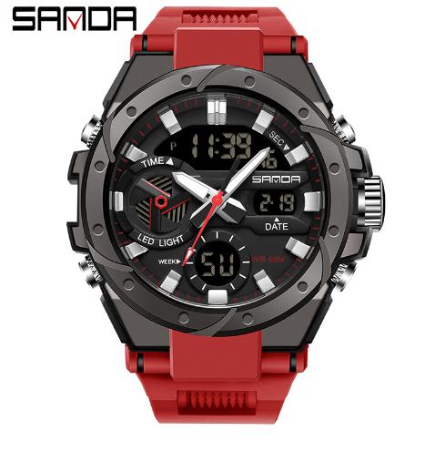 SANDA 3313 Brand Watch Men Sport Alarm Clock Waterproof Wristwatches Original Brand Men's Wristwatch Quartz Digital Watches