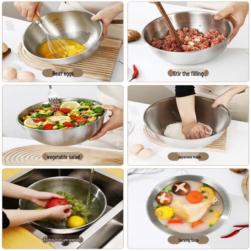 Vangoh Food Grade 304 Stainless Steel Mixing Bowl