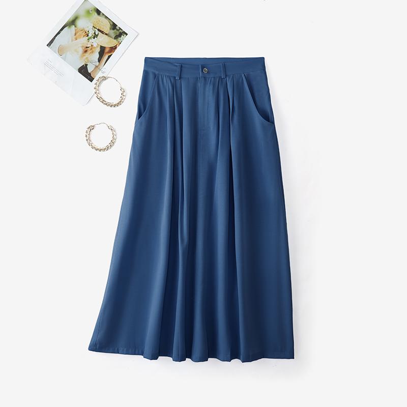 

ZANZEA Женские повседневные однотонные свободные юбки миди 5XL темно-синий