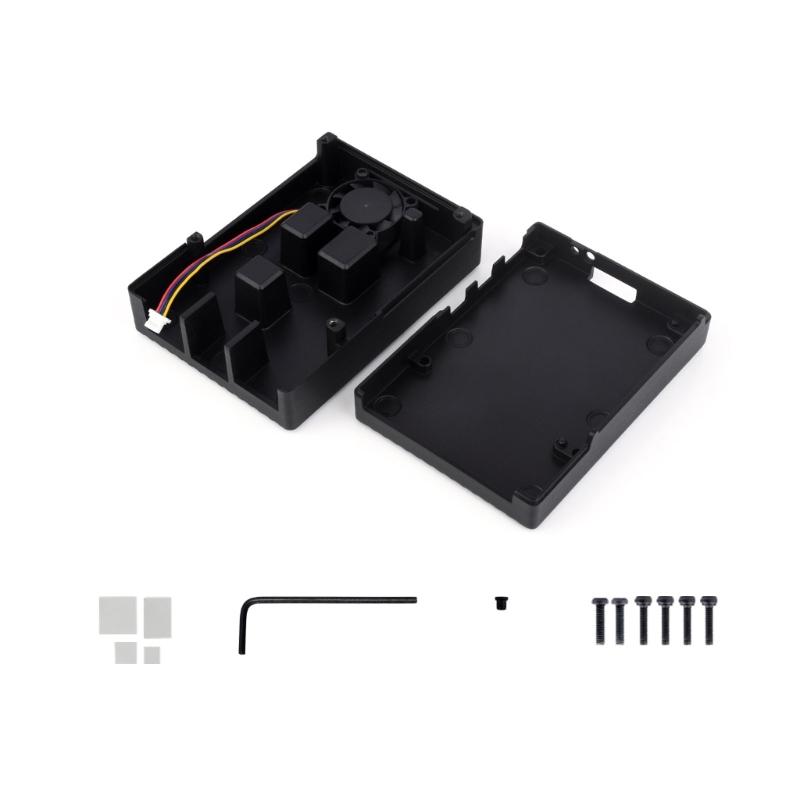 Aluminum Case Stripe Grooved Surfaces for RPi 5 Metal Enclosure with Built-In Cooling Fan Heatsink Pad