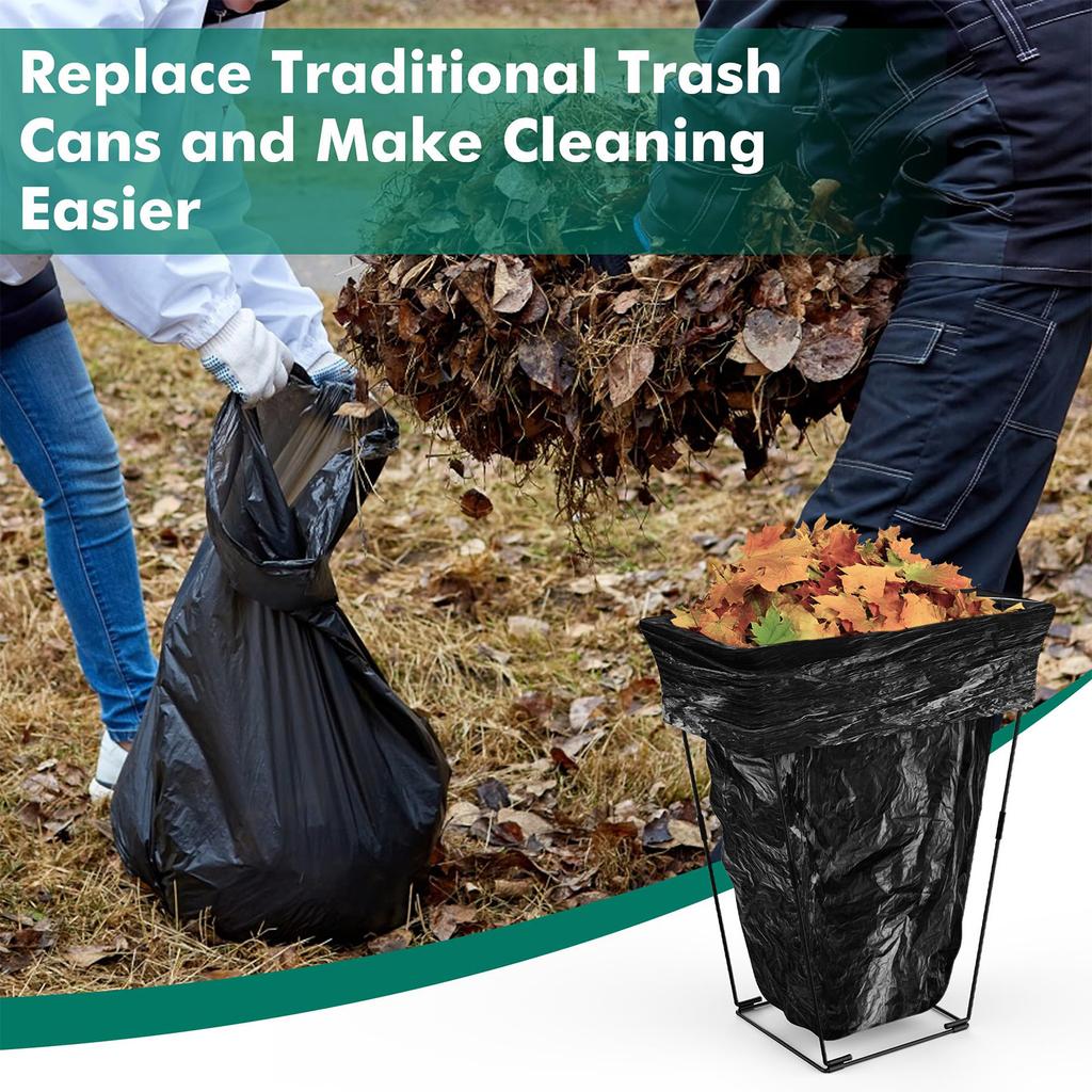 Robust Metal Leaf Bag Holder For 30-45 Gallon Garden Waste Flexible Frame Outdoor Trash Storage
