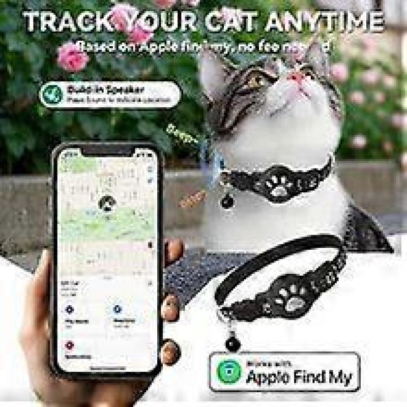 Cat Tracker for Airtag  No Monthly Fee GPS Location Tracker for Cats, Reflective & Waterproof Collar with Safety Buckle