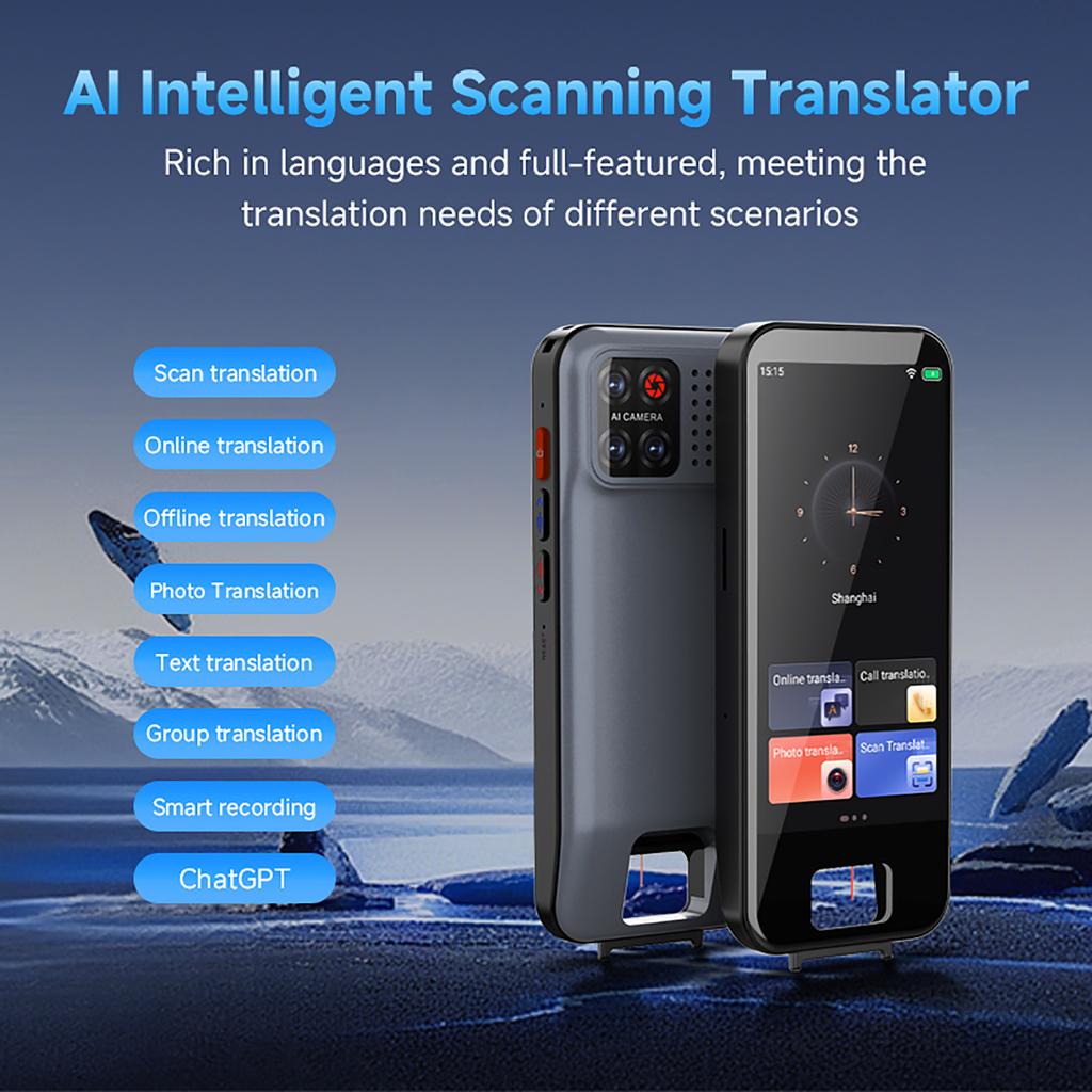 Smart Translator AI Scan Photo Group Text Call Intelligent Recording and Offline Translation Recording WiFi 5M Camera