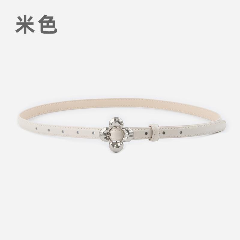 Flower Pin Buckle Leather Women'S Thin Belt Cowhide Women'S Jeans Casual Pants Women'S Belt
