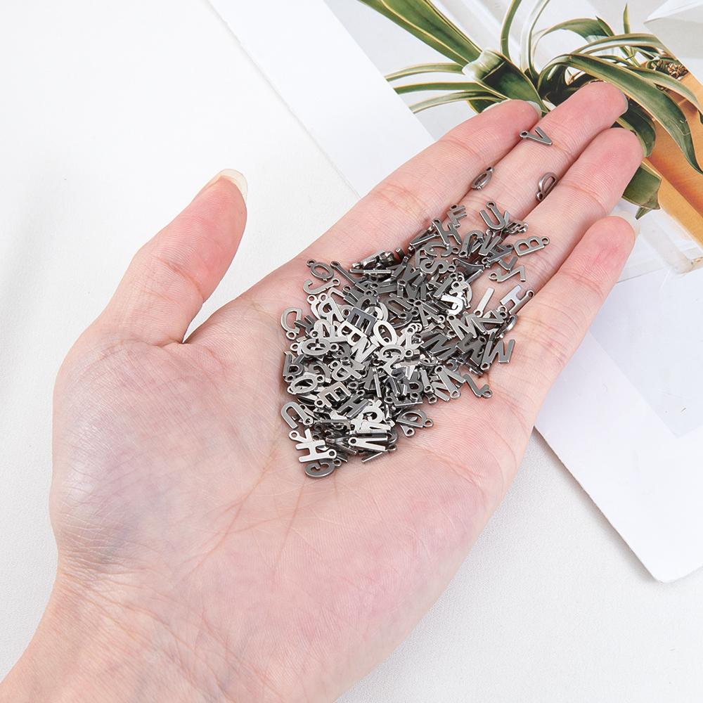 50pcs Mini A to Z Initial Charms Stainless Steel Letter Charms Alphabet Pendants DIY Earrings Necklaces Jewelry Making Wholesale