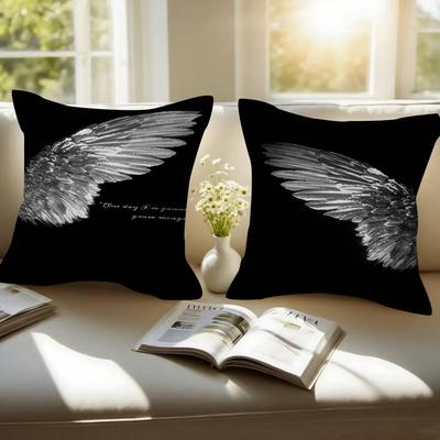 Black White Angel Wings Pillow Gifts Home Office Furnishings Bedroom Sofa Car Cushion Cover Case 45x45cm