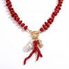 Baroque Pearl Coral Beads Necklace Red Bridal Jewelry Accessories  Wedding Party