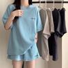 Simple Casual High Waisted Short Summer Women's Loose Short Sleeve Shorts Sets Fashion Versatile Two Piece Set