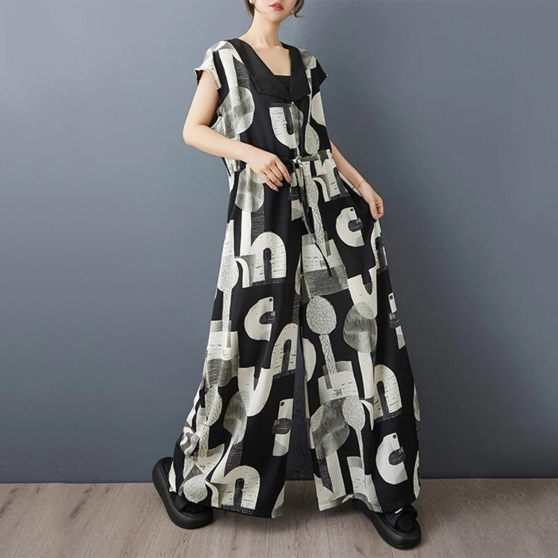 Xitao Print Letter Contrast Color Bandage Jumpsuits ZMY1351