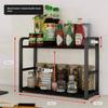 2 Tier Kitchen Counter Storage Rack Wooden Desktop Spice Organizer Heavy Duty For Countertop Seasoning Bottle Storage