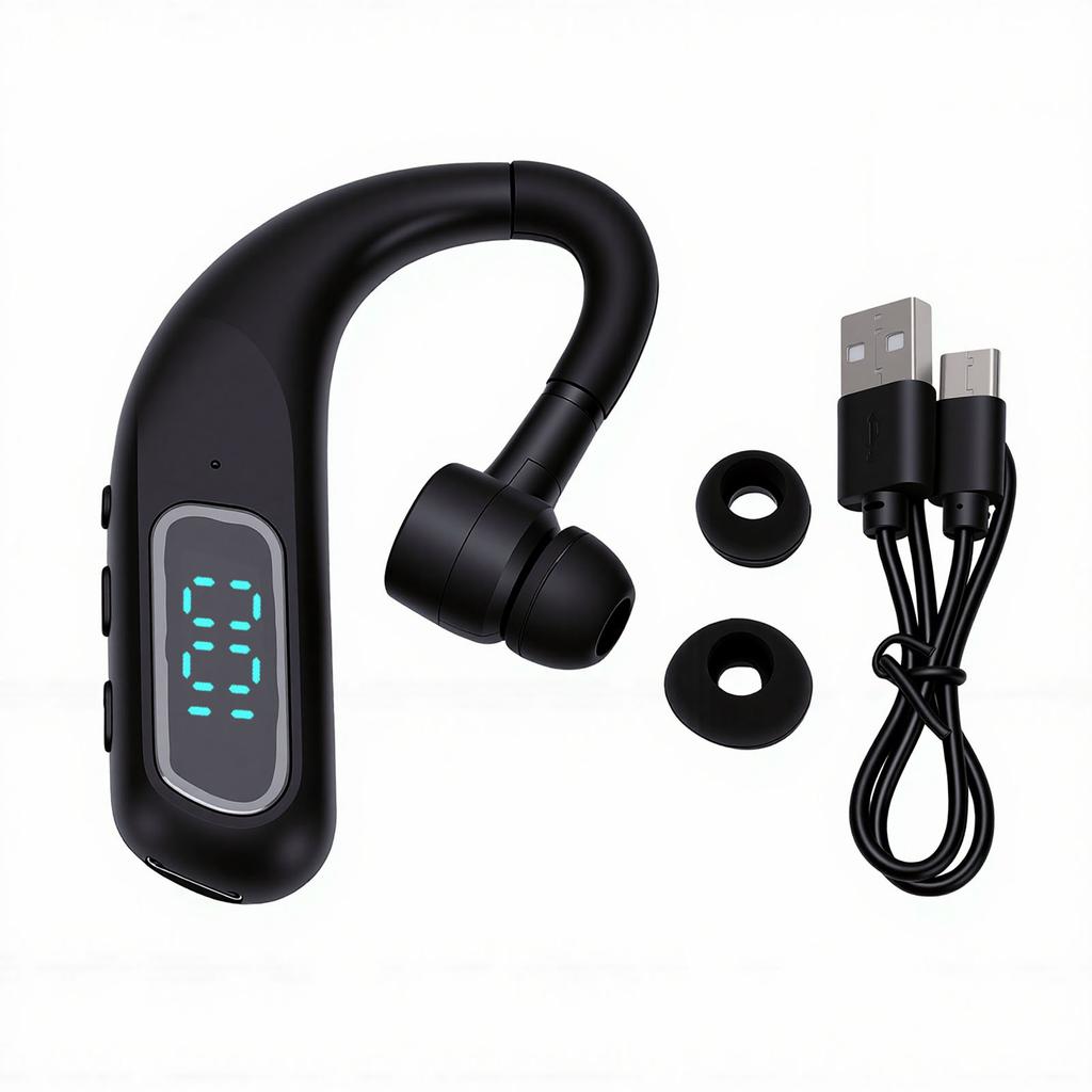 Wireless Bluetooth Earphone Long Lasting Battery Noise Canceling Single Ear Headphone for Business Call