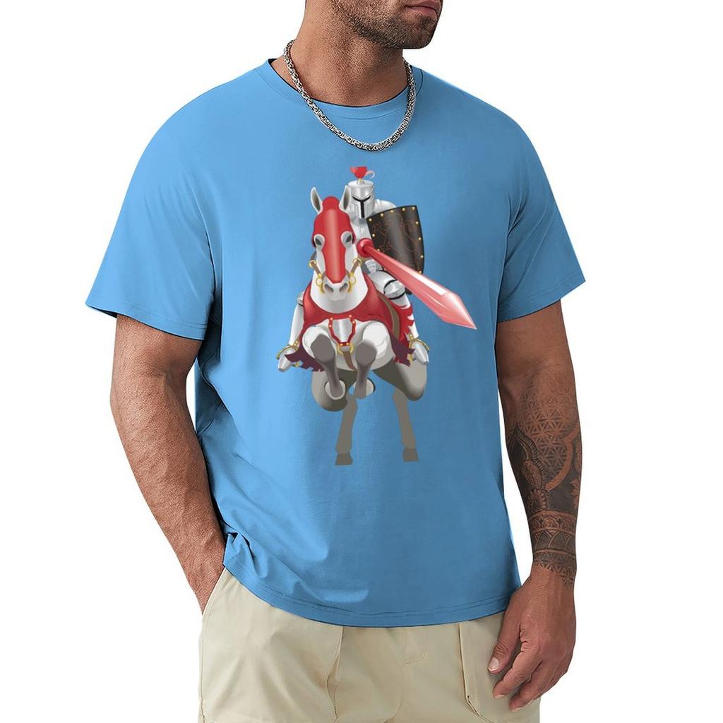 Medieval Knight In Armor On Horse T-Shirt Summer Tops Animal Prinfor Boys New Edition Fruit Of The Loom Mens T Shirts