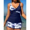 Printed Two Pieces Swimsuit Women Tankini Set Drawstring Swimwear Female Bathers Bathing Swimming Swim Suit Beachwear