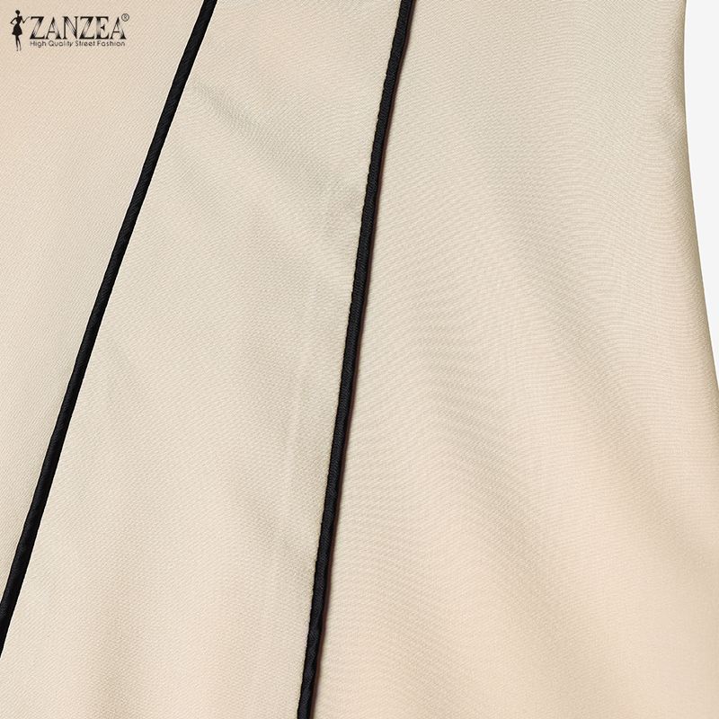 ZANZEA Vestido de Verano Elegante de Manga Corta con Cuello Redondo Casual para Mujer