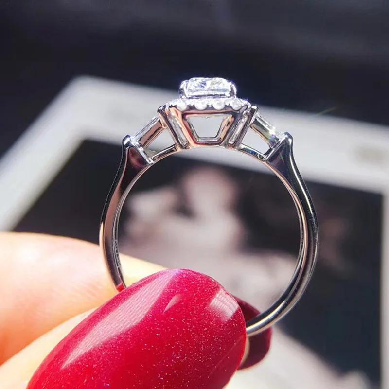 Exquisite Female Wedding Ring Sterling SIlver 4 Claws Heart Arrow Square Zircon Crystal Rings For Women Engagement