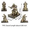 HDMbigmi Kingsguard Leader Cloaked Warrior Knight Pen Holder Mobile Phone Stand Ornament Knight Statue Pen Stand Paperweight with Metal Sword Letter