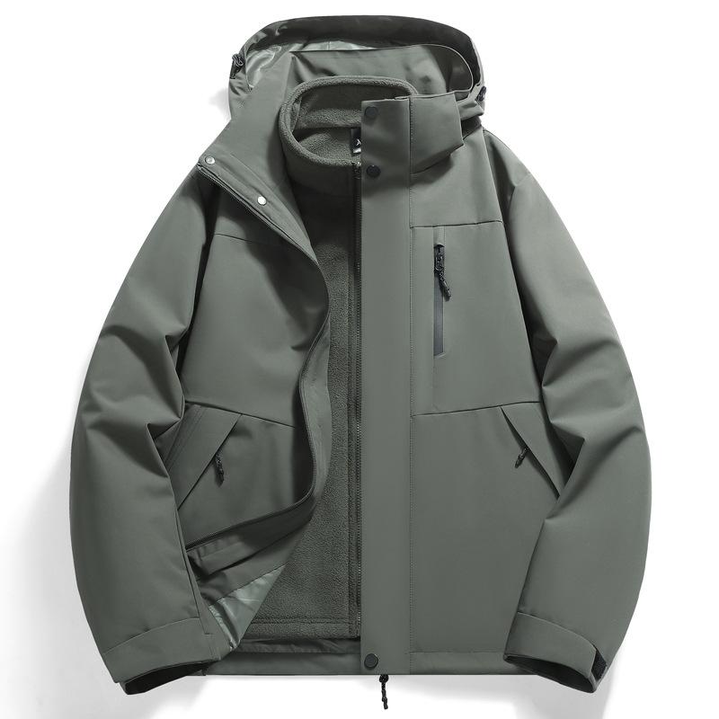 New Outdoor Jacket Three-in-one Detachable Outdoor Fleece Autumn and Winter Windproof Waterproof Warm Jacket
